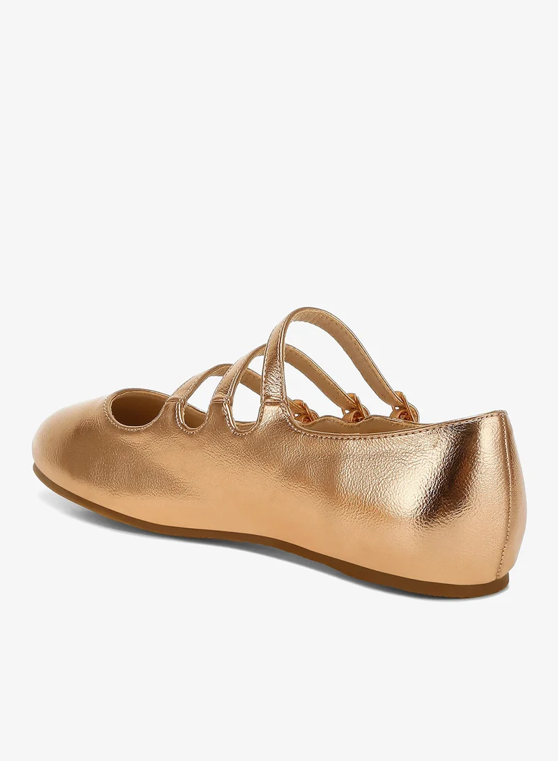 London Rag Rose Gold Triple Strap Mary Jane Sandals in Rose Gold for Women | Best Price UAE