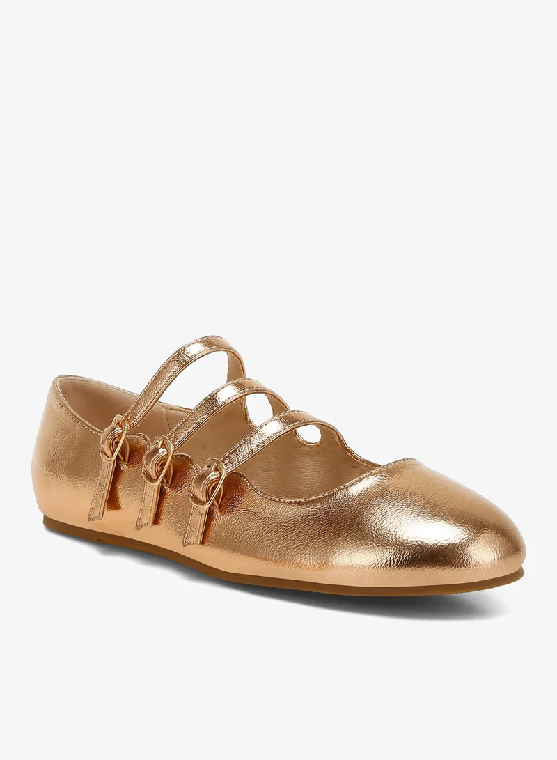 London Rag Rose Gold Triple Strap Mary Jane Sandals in Rose Gold for Women | Best Price UAE