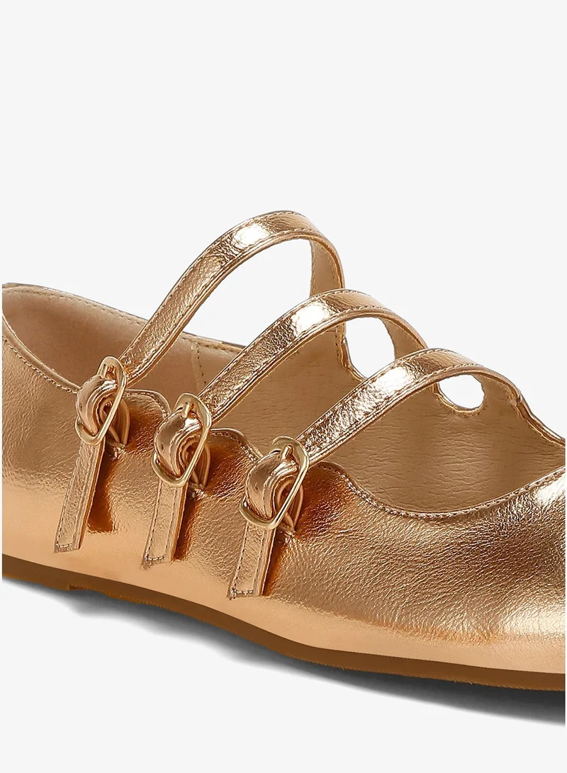 London Rag Rose Gold Triple Strap Mary Jane Sandals in Rose Gold for Women | Best Price UAE