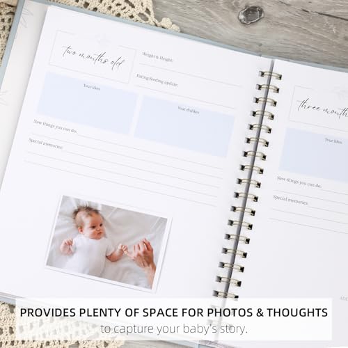 LONLAT Keepsake Memory Book for Baby Boys or Girls, Timeless First 5 Year Baby Book, A Milestone Book to Record Every Event from Birth to Age 5 Gender Neutral Journal Scrapbook Photo Album (Light Blue) - Image 5