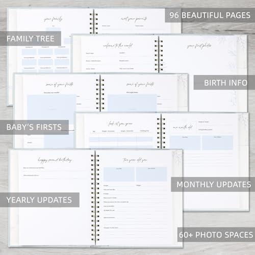 LONLAT Keepsake Memory Book for Baby Boys or Girls, Timeless First 5 Year Baby Book, A Milestone Book to Record Every Event from Birth to Age 5 Gender Neutral Journal Scrapbook Photo Album (Light Blue) - Image 4