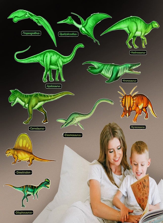 Rayliad Glow in The Dark Dinosaur Wall Stickers - 10 Large Bright Wall Decals for Bedroom Walls and Ceilings - for Boys Room and Girls Room - Set 2 - Image 1