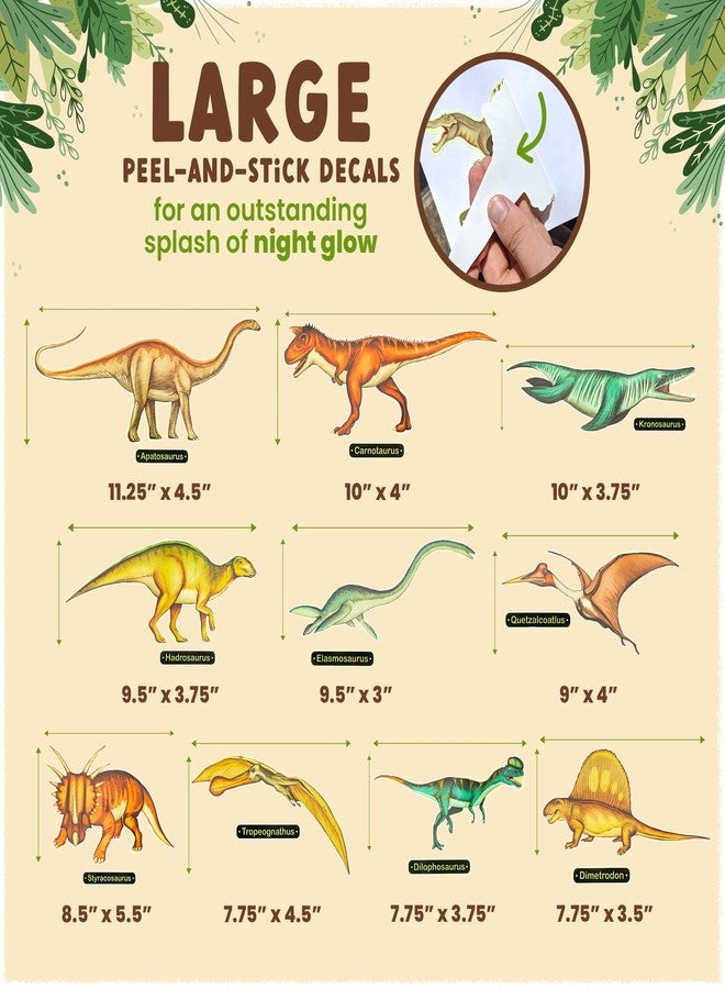 Rayliad Glow in The Dark Dinosaur Wall Stickers - 10 Large Bright Wall Decals for Bedroom Walls and Ceilings - for Boys Room and Girls Room - Set 2 - Image 2
