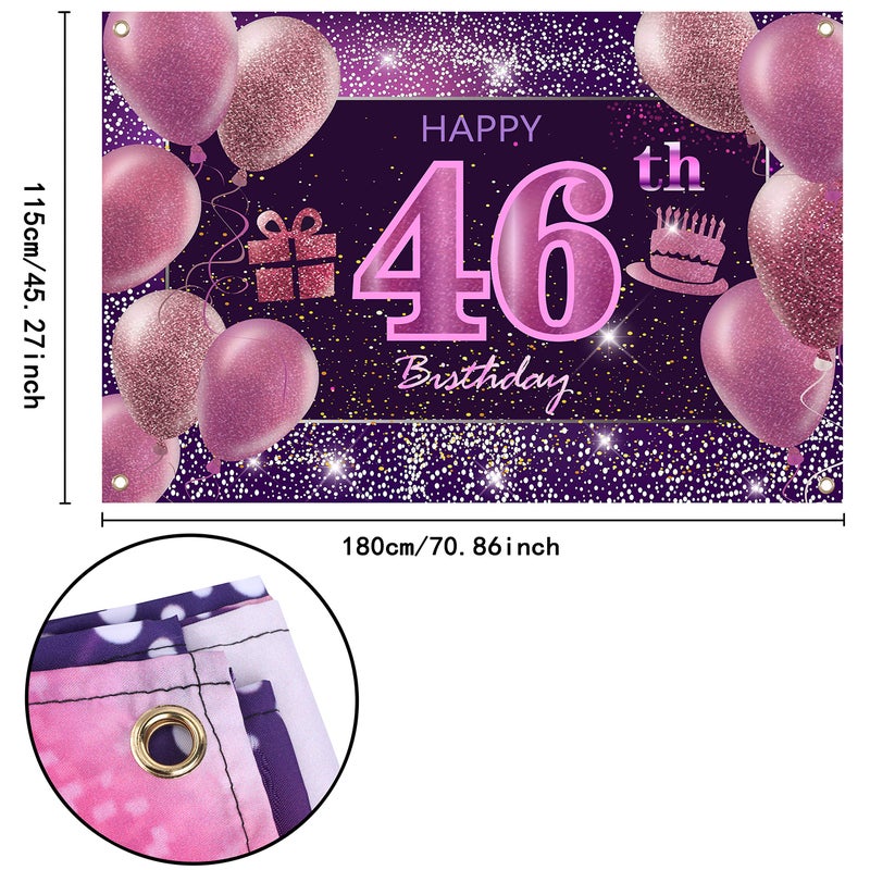 IMISI 46th Birthday Decorations for Girls IMISI Happy Birthday Banner Pink Decorations for A Party Birthday Backdrop for Women - Image 1