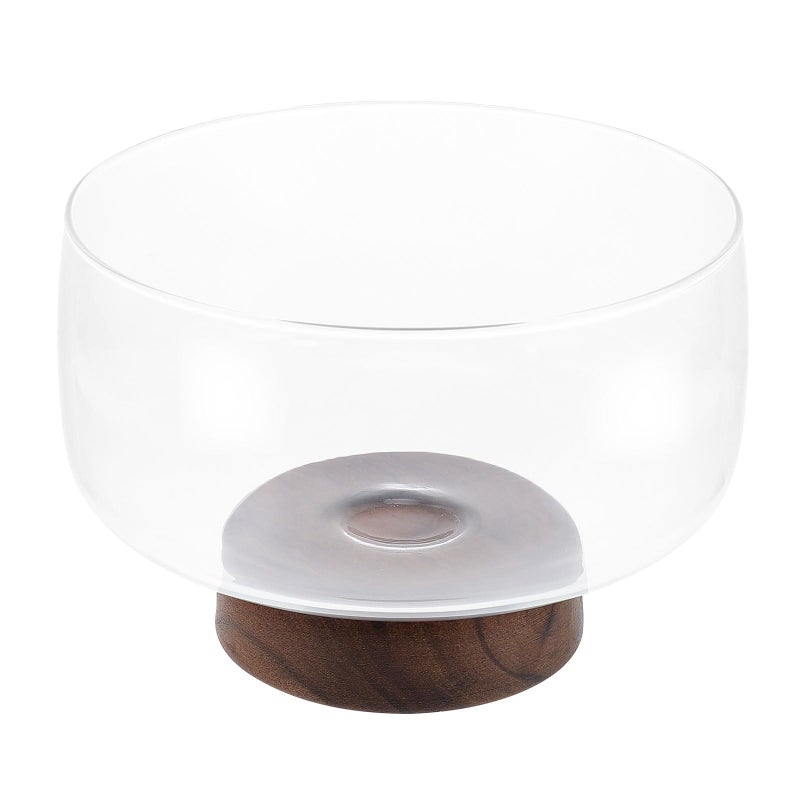 Modern Wooden Base Glass Fruit Bowl 3500ml Multi Function Snack Container - Image 2