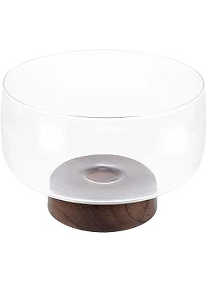Modern Wooden Base Glass Fruit Bowl 3500ml Multi Function Snack Container - Image 1