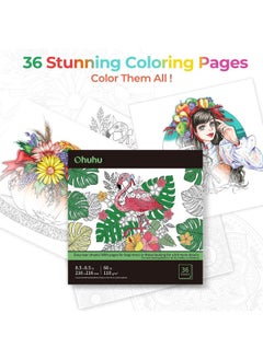 Ohuhu Ohuhu Brush Pen Set 48 Colours & Coloring Book Set Fine & Brush Dual Tip Brush Pens Water-Based Markers Water Colour Set For Adults Coloring Calligraphy Drawing Sketching Bullet Journal, Multicolour  - Image 5