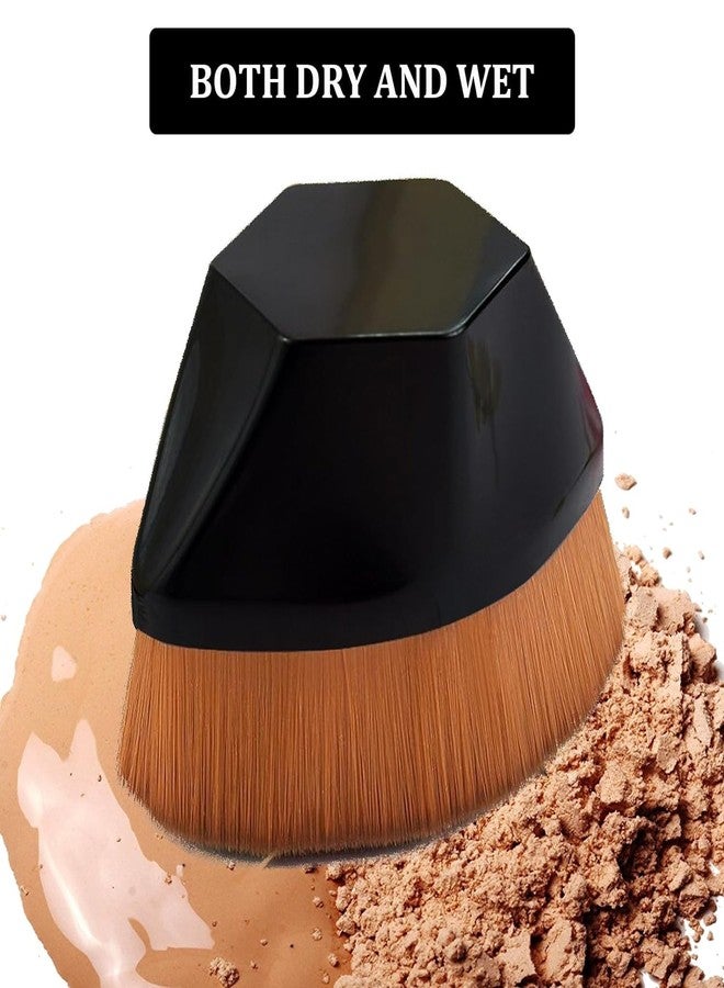 Houvida Foundation Brush and 2Pcs Triangle Powder Puffs, Base Makeup Brush for Blending Liquid, Face Makeup Puff for Body Loose Powder Beauty Makeup Tool (Black Color) - Image 3