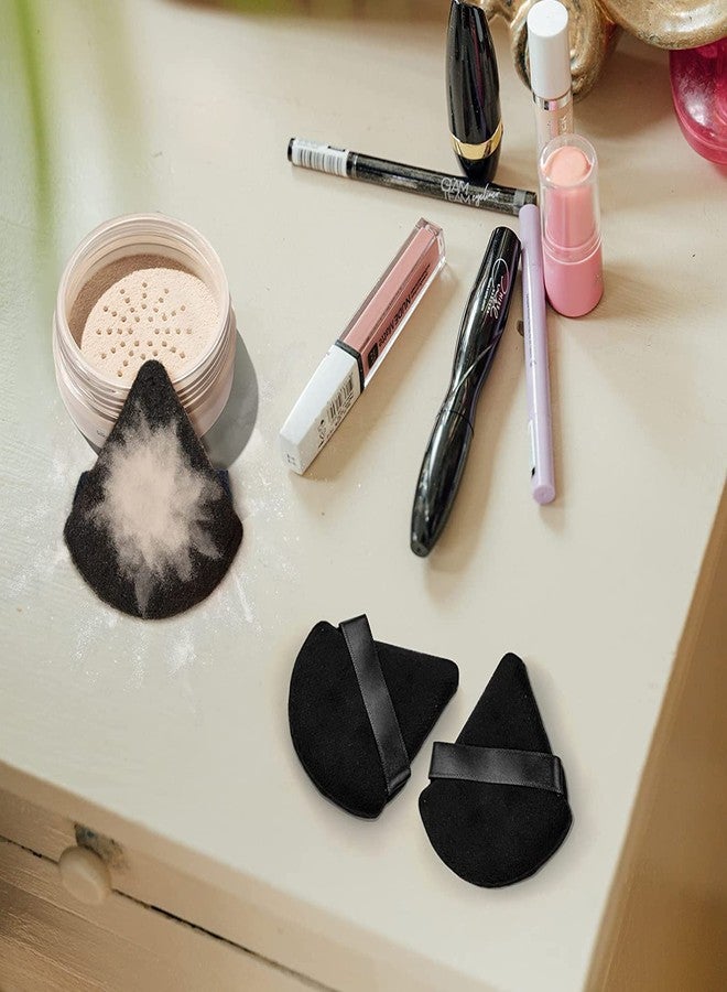 Houvida Foundation Brush and 2Pcs Triangle Powder Puffs, Base Makeup Brush for Blending Liquid, Face Makeup Puff for Body Loose Powder Beauty Makeup Tool (Black Color) - Image 2