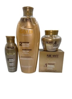 Pure White Cosmetics Gold Glowing Skin Lightening Set 4 Pieces 
