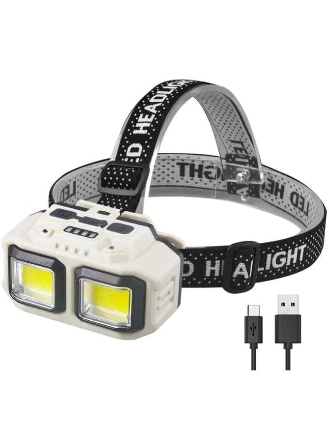 High Quality USB Rechargeable LED Headlamp, Sensor, Head, Lithium Battery, Fishing, Mountain Camping, Sports, Waterproof - Image 1