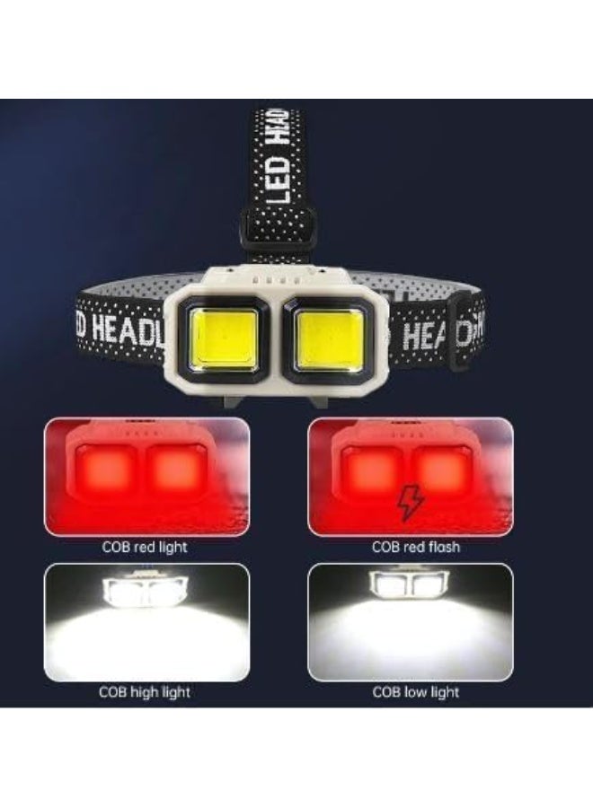 High Quality USB Rechargeable LED Headlamp, Sensor, Head, Lithium Battery, Fishing, Mountain Camping, Sports, Waterproof - Image 5