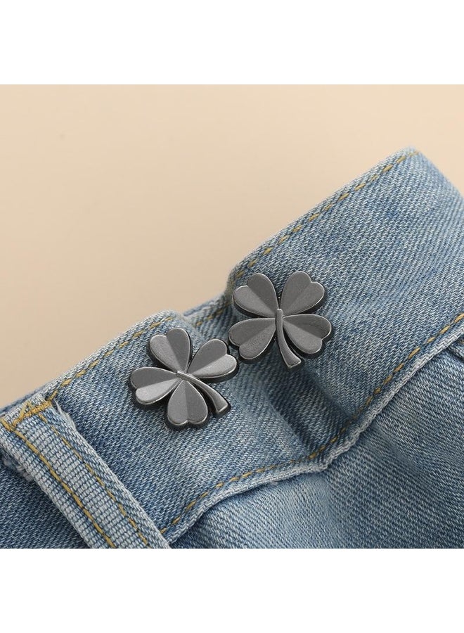 1Pair Four Leaf Clover Tightener Adjustable Waist Buckle For Jeans No Sewing Required Button Removable Pants Skirts Waist Button 