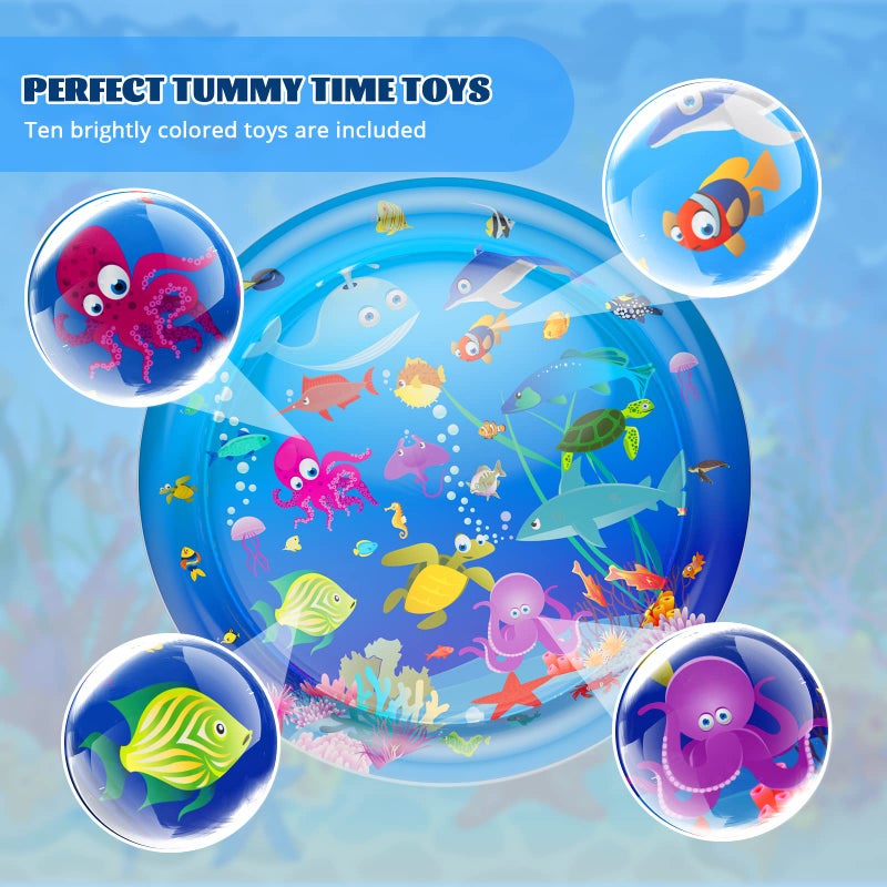 Faburo 40''X40'' Large Tummy Time Water Mat for Babies, XL Baby Water Play Mat, Infant Water Sensory Baby Tummy Time Play Mat for 3 6 9 12 Months Toddlers - Image 4