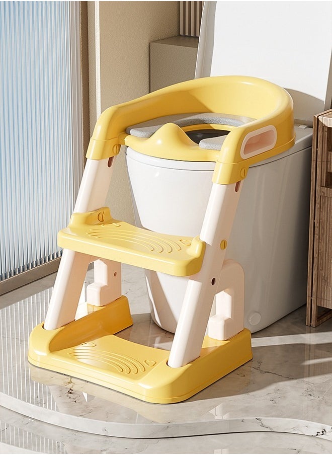 Occuwzz Children Auxiliary Toilet Ladder with Safety Handle Non-slip Pad Foldable Height Adjustable Toilet Training Table and Chair Suitable for Children Toddler Boys Girls  - Image 1