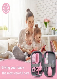 iMissiu Baby Grooming Healthcare Kit, 8 Piece Baby Safety Care Set, Baby Toiletry Bag, Baby Essentials Nursery Kit for Newborn Girl Boys (Pink)  - Image 5