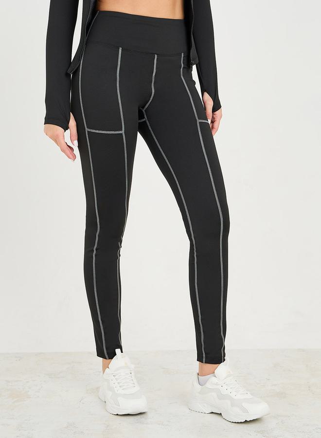Styli Colorblock Contrast Stitch Detail Zip Up Jacket & Leggings Set  - Image 4