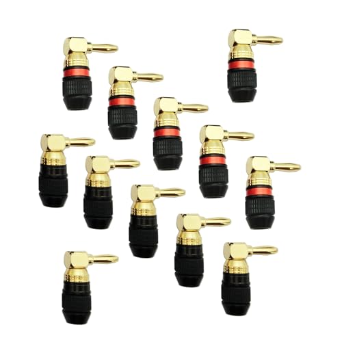 KCT 24K Real Gold Plated Right-Angle Speaker Banana Plugs Fast Lock 6 Pairs(6 red +6 Black) Quick Connect 90 Degree - Image 2