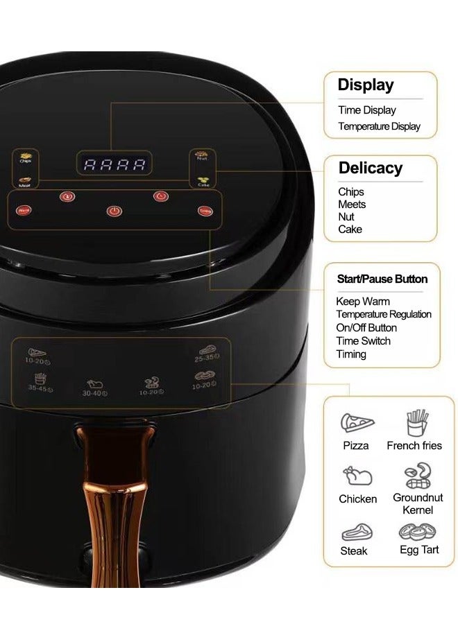 Air Fryer, XL 8L Family Size, One-Touch Digital Control Presets For French Fries Chicken Meat Fish and Pizza, Nonstick Dishwasher-Safe Parts, Auto Shut Off Black  - Image 2