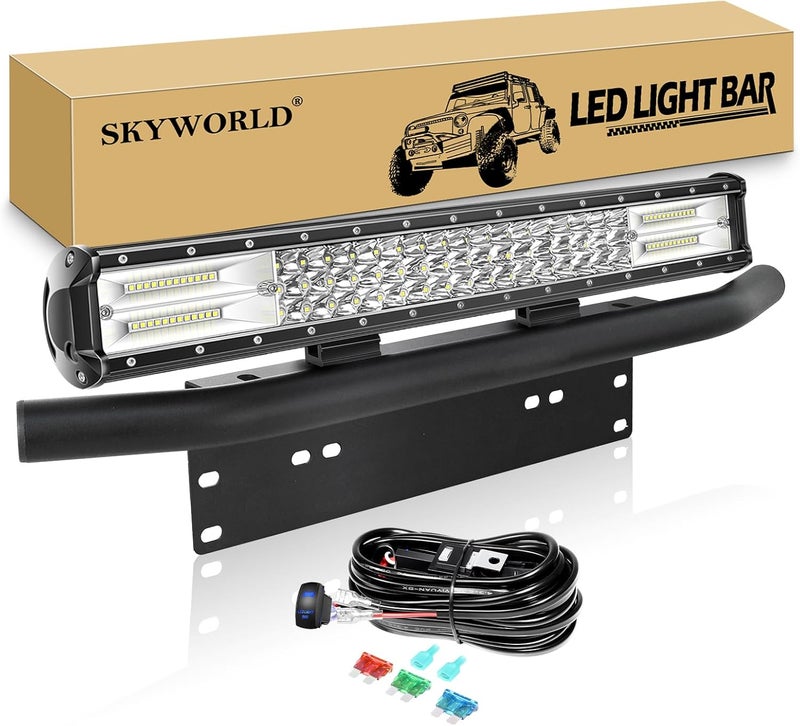 SKYWORLD 20 Inch 288W LED Light Bar with Mounting Bracket and Wiring Harness - Image 1