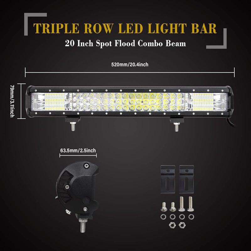 SKYWORLD 20 Inch 288W LED Light Bar with Mounting Bracket and Wiring Harness - Image 2