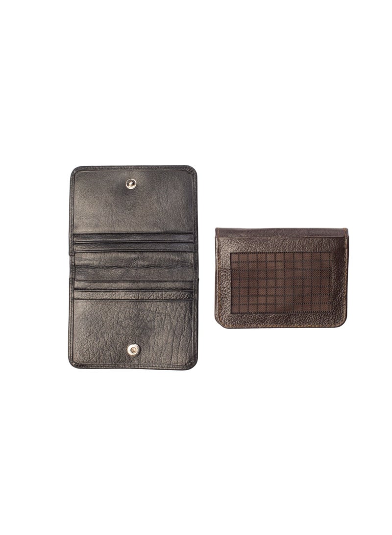 Decov Genuine Leather Card Holder Wallet, 10 Card Slots, Multiple Compartments, Brown - Image 3
