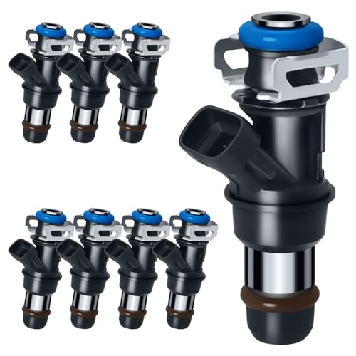SeyPon Upgraded 4 Holes Gas Fuel Injectors Fit For GMC: Yukon (XL)/Sierra, 1500 2500 3500, For Chevy: Tahoe/Express/Suburban/Silverado, For Cadi Escalade, V8 4.8L/5.3L/6.0L 2000-2006# 17113553(8 Pcs) - Image 1