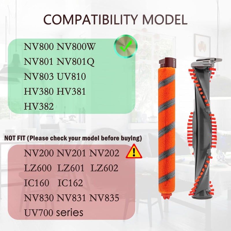 Coodss Replacement Roller Brush Kit Compatible with Shark NV800,NV800W,NV801,NV801Q,NV803,UV810,HV380,HV381,HV382,HV384 Vacuum Cleaner (1 Soft Roller Brush + 1 All-Surface Roller Brush) - Image 5