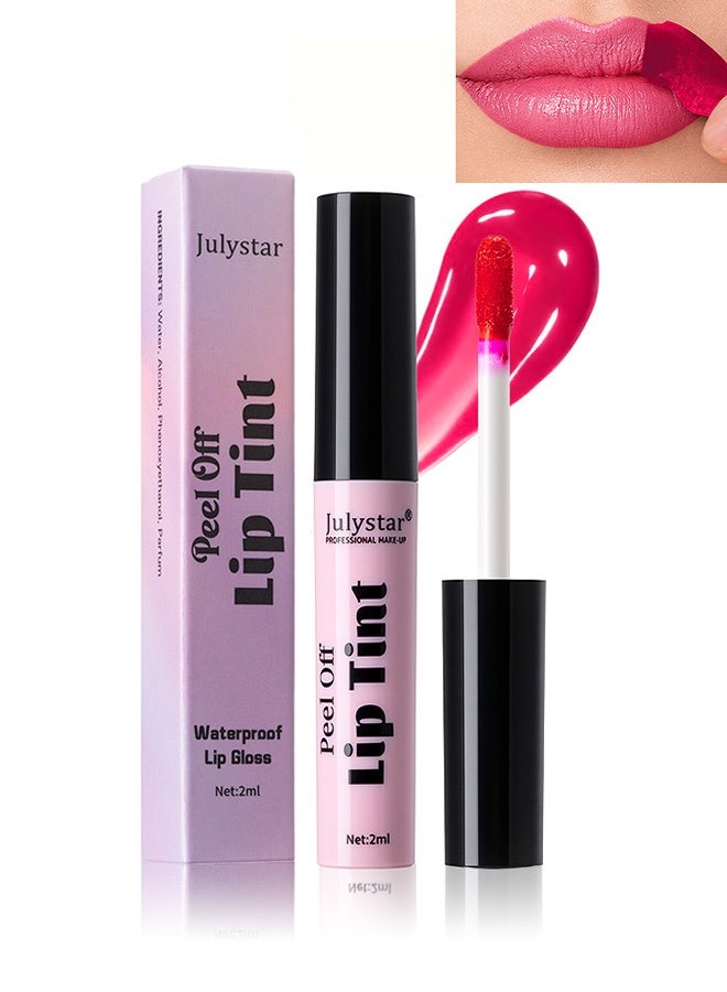 Julystar Peel-off Lip Tint,Waterproof Lip Gloss,Mild Non-drying Whole-peel Liquid Lip Gloss for All-day Daily & Date Makeup, Multi Natural Shades Available,04# FUCHSIA - Image 1