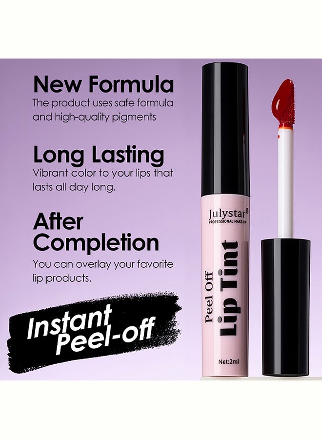Julystar Peel-off Lip Tint,Waterproof Lip Gloss,Mild Non-drying Whole-peel Liquid Lip Gloss for All-day Daily & Date Makeup, Multi Natural Shades Available,04# FUCHSIA - Image 3