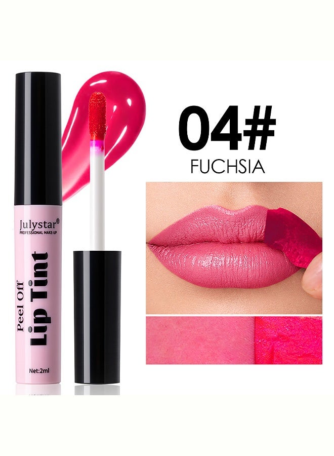 Julystar Peel-off Lip Tint,Waterproof Lip Gloss,Mild Non-drying Whole-peel Liquid Lip Gloss for All-day Daily & Date Makeup, Multi Natural Shades Available,04# FUCHSIA - Image 2
