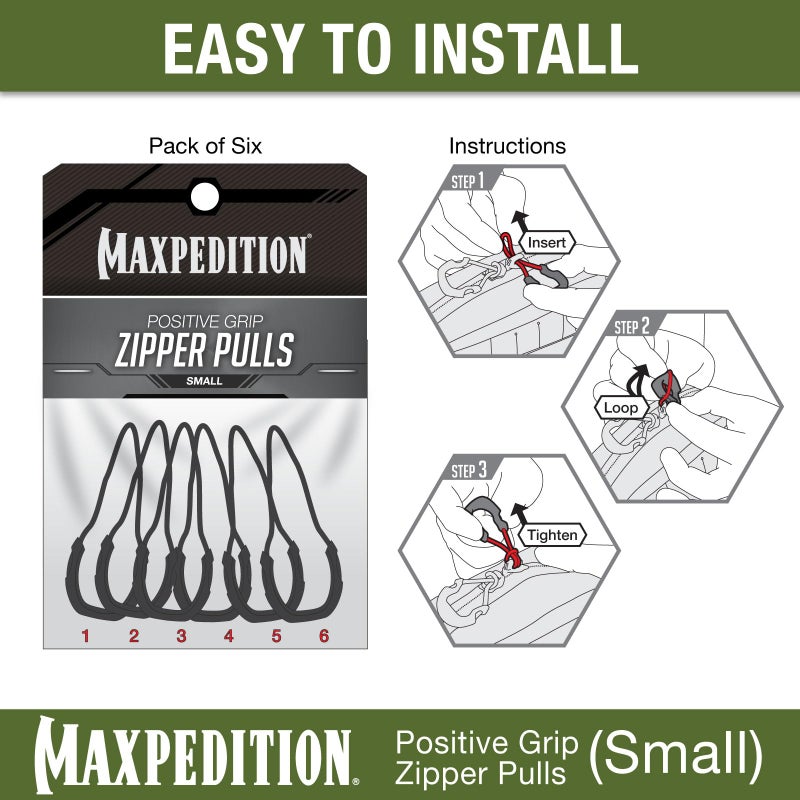 Maxpedition Small Zipper Pulls (6 Pack), Black - Image 2