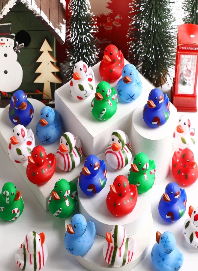 Vinsot 24 Pieces Christmas Rubber Ducks Bulk Mini Christmas Bath Toys Snowflake Santa Hat Candy Cane Printed Ducks Xmas Rubber Duckies for Bath (Classic Style) - Image 4