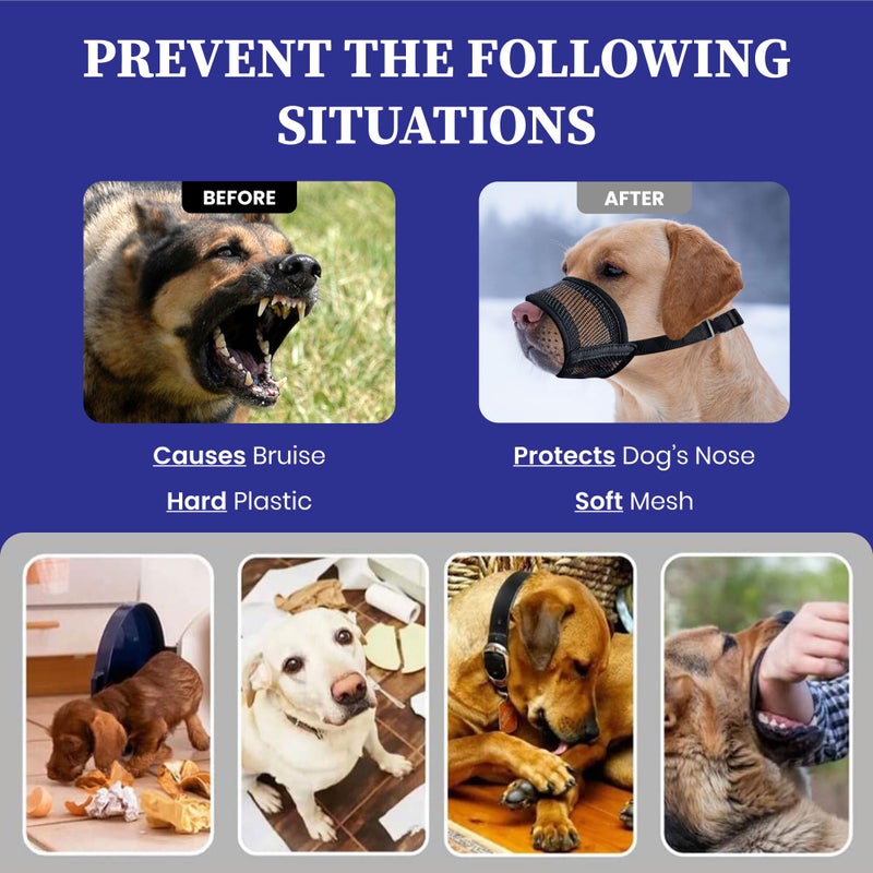 Evollax Extra Large Dog Muzzle - Air Mesh Big Dog Muzzle | Suitable for Small, Medium Large and X-Large Dogs | Stop Biting, Barking and Chewing Best for Aggressive Dogs - Image 2
