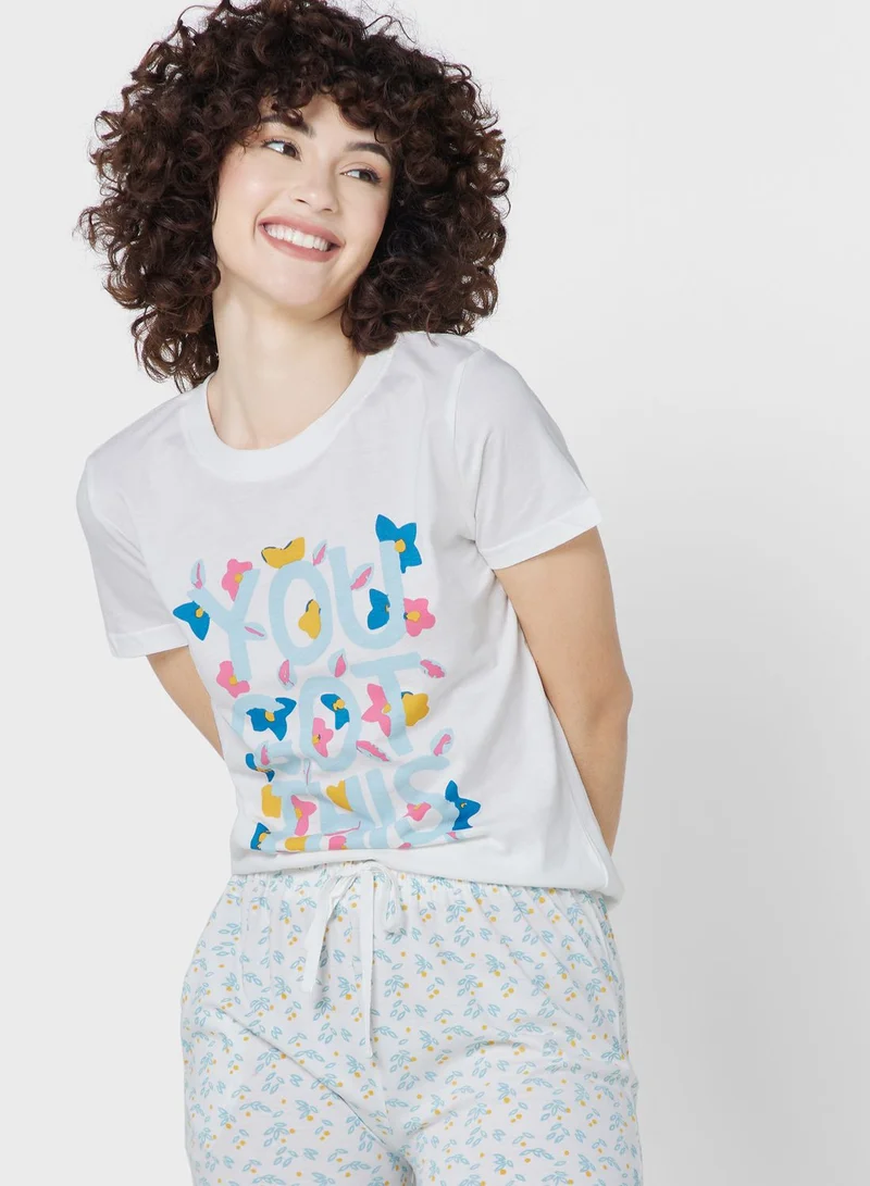 Ginger Graphic T-Shirt And Pyjama Set