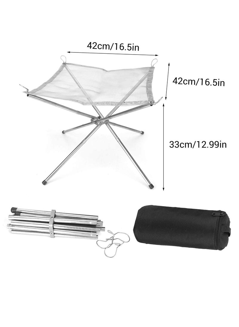 KASTWAVE Portable Fire Pit for Camping Fire Bowl Fire Baskets Foldable Lightweight Handy Stainless Steel Mesh Fireplace for Outside,Garden, Patio, Camping, Barbecue - Image 2