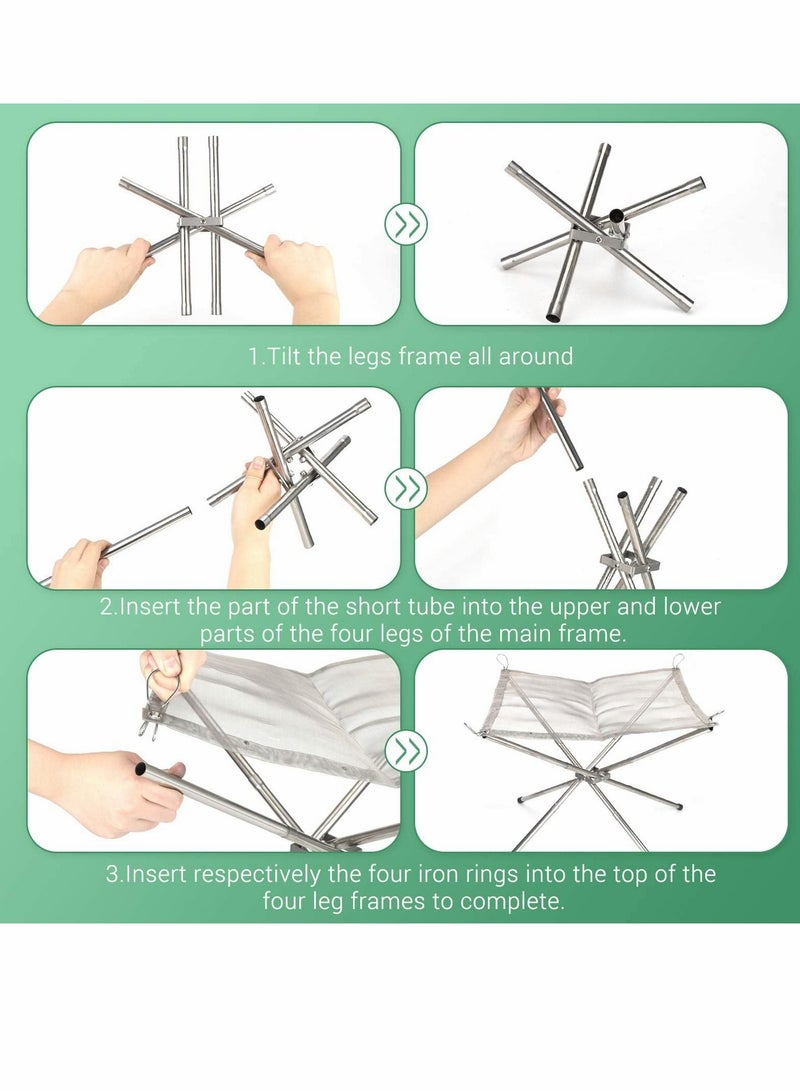 KASTWAVE Portable Fire Pit for Camping Fire Bowl Fire Baskets Foldable Lightweight Handy Stainless Steel Mesh Fireplace for Outside,Garden, Patio, Camping, Barbecue - Image 4