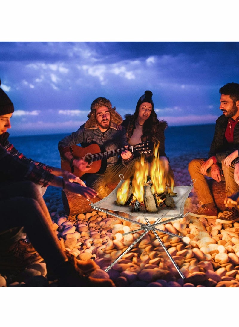 KASTWAVE Portable Fire Pit for Camping Fire Bowl Fire Baskets Foldable Lightweight Handy Stainless Steel Mesh Fireplace for Outside,Garden, Patio, Camping, Barbecue - Image 5