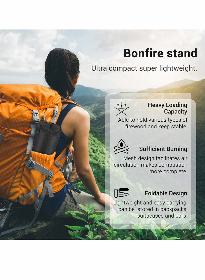 KASTWAVE Portable Fire Pit for Camping Fire Bowl Fire Baskets Foldable Lightweight Handy Stainless Steel Mesh Fireplace for Outside,Garden, Patio, Camping, Barbecue - Image 3