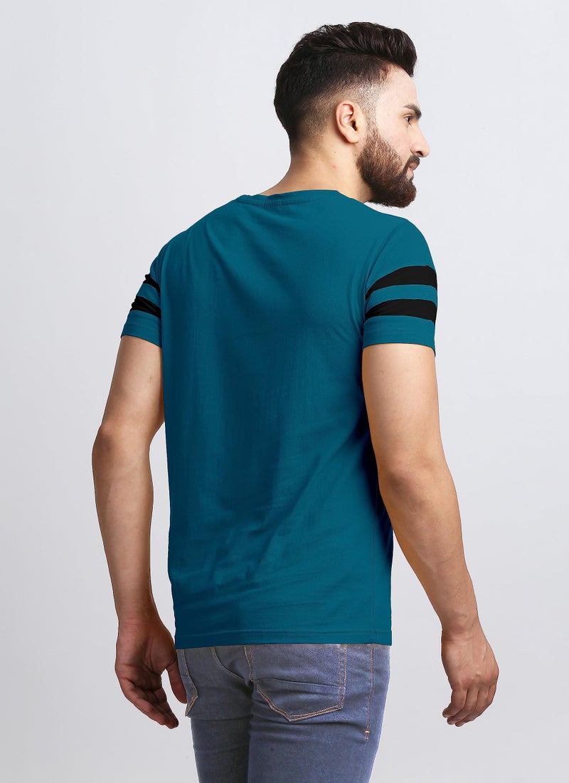 AUSK Men's Round Neck Regular Fit T-Shirts (Xx-Large) Teal - Image 2