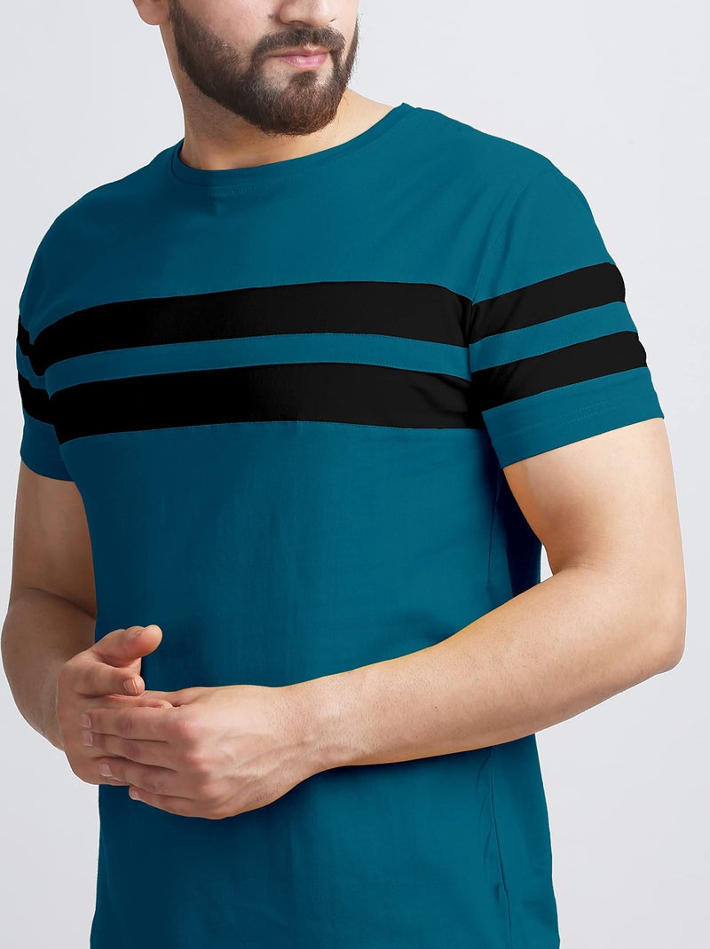 AUSK Men's Round Neck Regular Fit T-Shirts (Xx-Large) Teal - Image 3