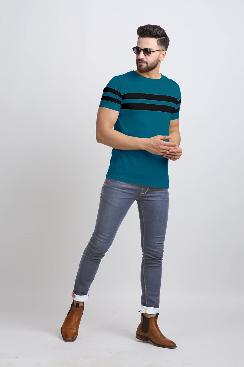 AUSK Men's Round Neck Regular Fit T-Shirts (Xx-Large) Teal - Image 5