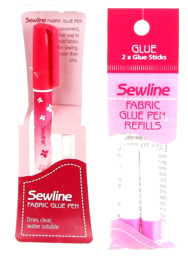 Bundle Of Sewline Fabric Glue Pen(S) Blue  And Fabric Glue Pen Refill 2-Pack(S) Blue (1 Pen  1 2-Pack Refills)