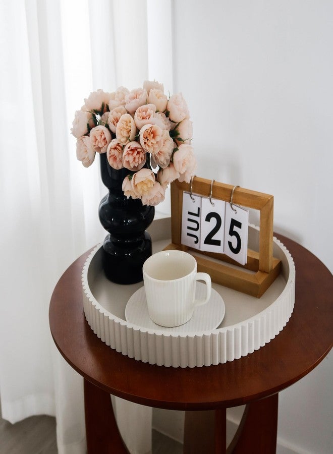 Hodeframe Round Decorative Tray for Coffee Table Decor, 11.8in Cream White Decorative Serving Tray for Kitchen Counter,bandejas decorativas, Wooden Serving Tray for Party - Image 5