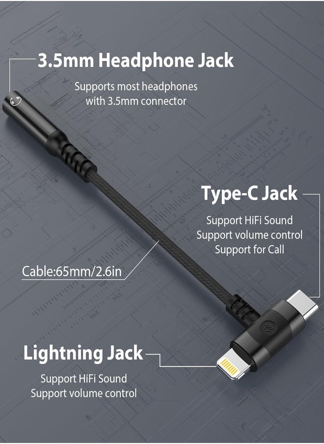 Generic - 2 in 1 audio adapter，lightning and USB C to 3.5mm headphone jack audio converter adapter DAC digital chip suitable for iPhone and Huawei, Sumsung,  xiaomi phones - Image 1