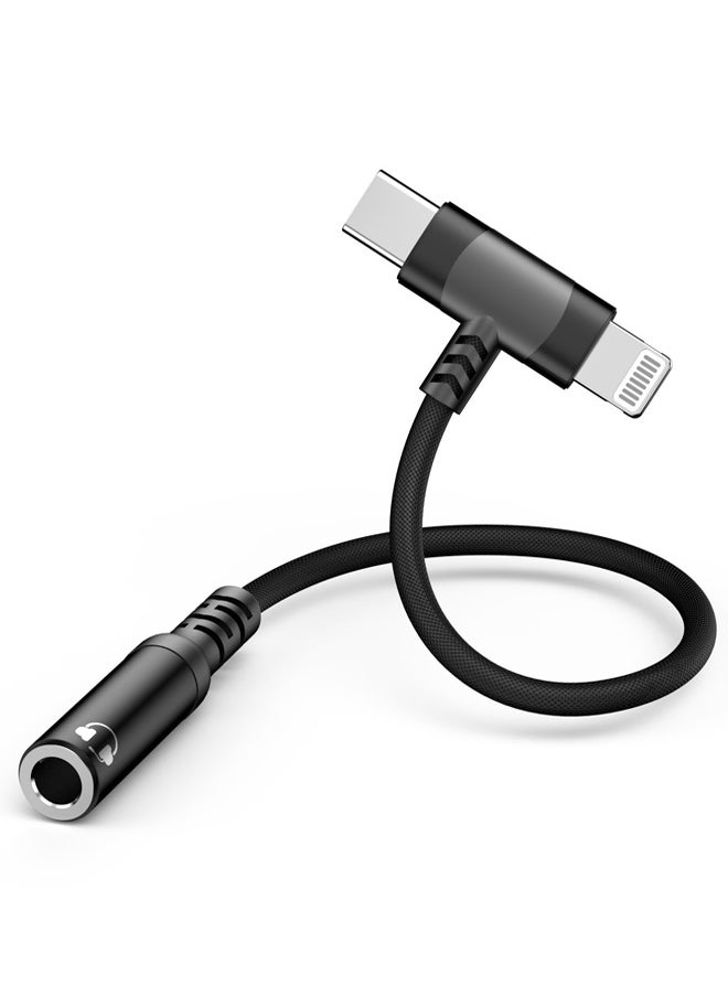 Generic - 2 in 1 audio adapter，lightning and USB C to 3.5mm headphone jack audio converter adapter DAC digital chip suitable for iPhone and Huawei, Sumsung,  xiaomi phones - Image 1
