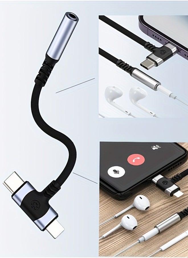 Generic - 2 in 1 audio adapter，lightning and USB C to 3.5mm headphone jack audio converter adapter DAC digital chip suitable for iPhone and Huawei, Sumsung,  xiaomi phones - Image 1