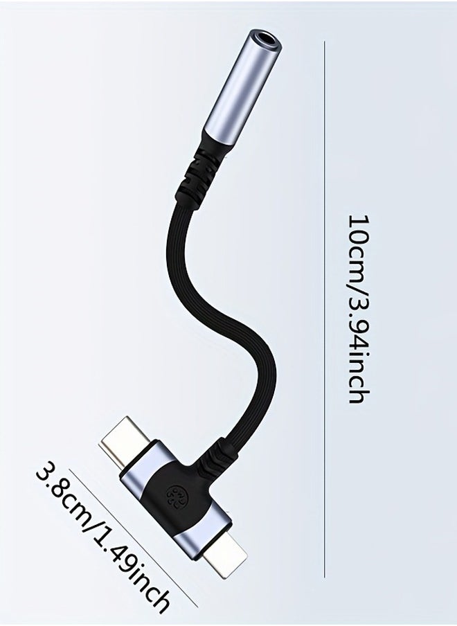 Generic - 2 in 1 audio adapter，lightning and USB C to 3.5mm headphone jack audio converter adapter DAC digital chip suitable for iPhone and Huawei, Sumsung,  xiaomi phones - Image 1