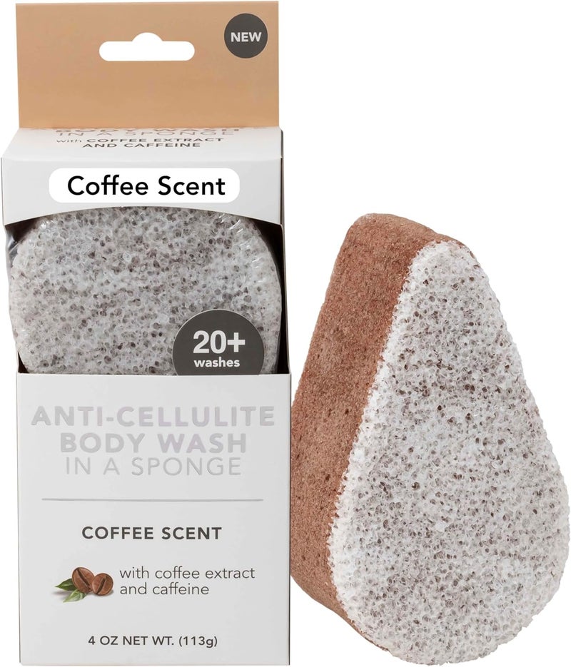 Spongeables Anti Cellulite Body Wash in a 20 Wash Sponge Coffee 1 Count