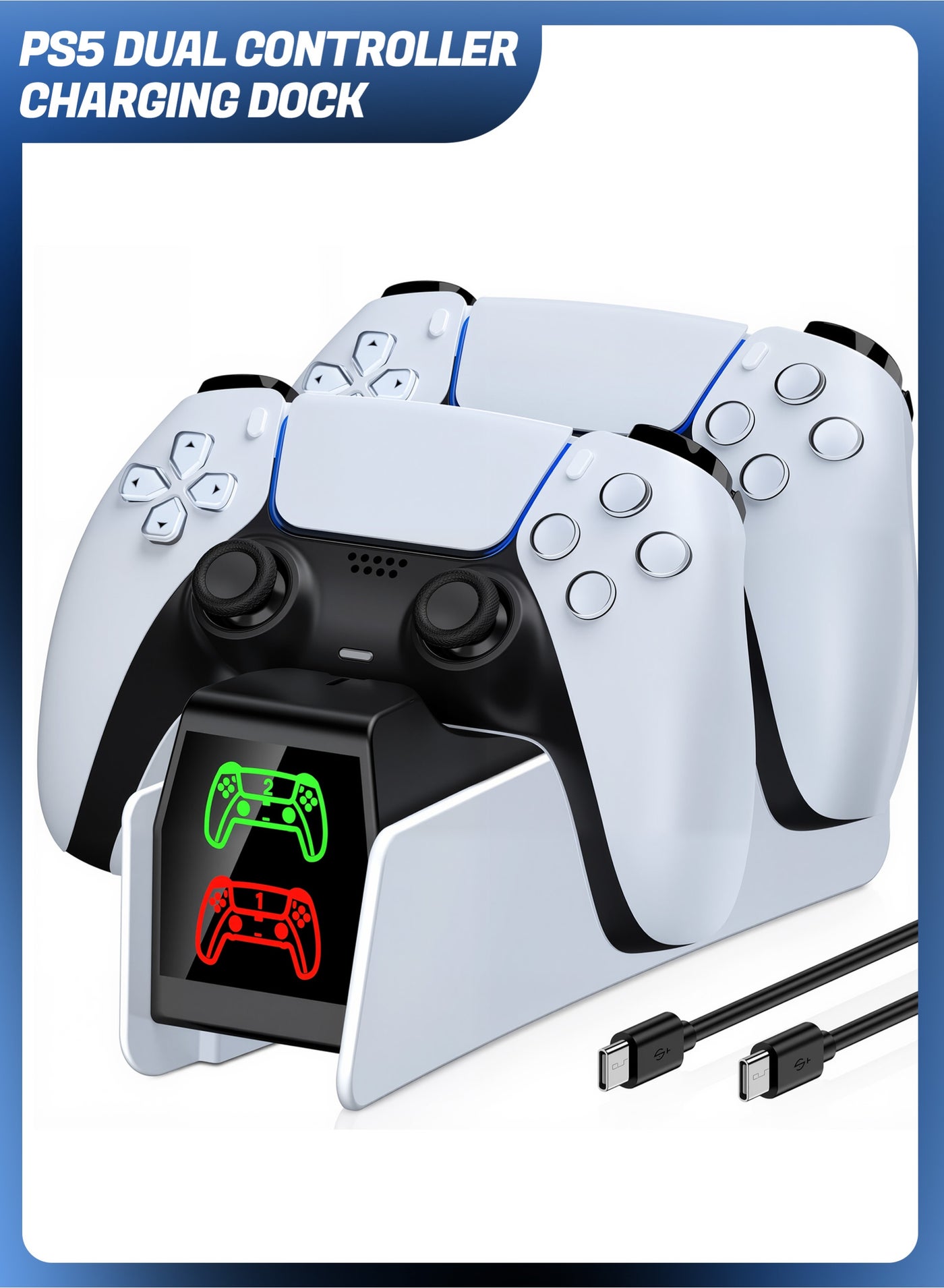 PS5 Controller Charging Station | PS5 Controller Charger for PlayStation 5 Dual Sense Controller | USB Type C PS5 Charger Stand with LED Indicator